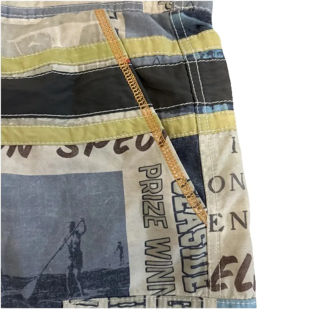Tommy Bahama Mens Swim Trunks XL 90s graphic print Shark Fish surf beach resort